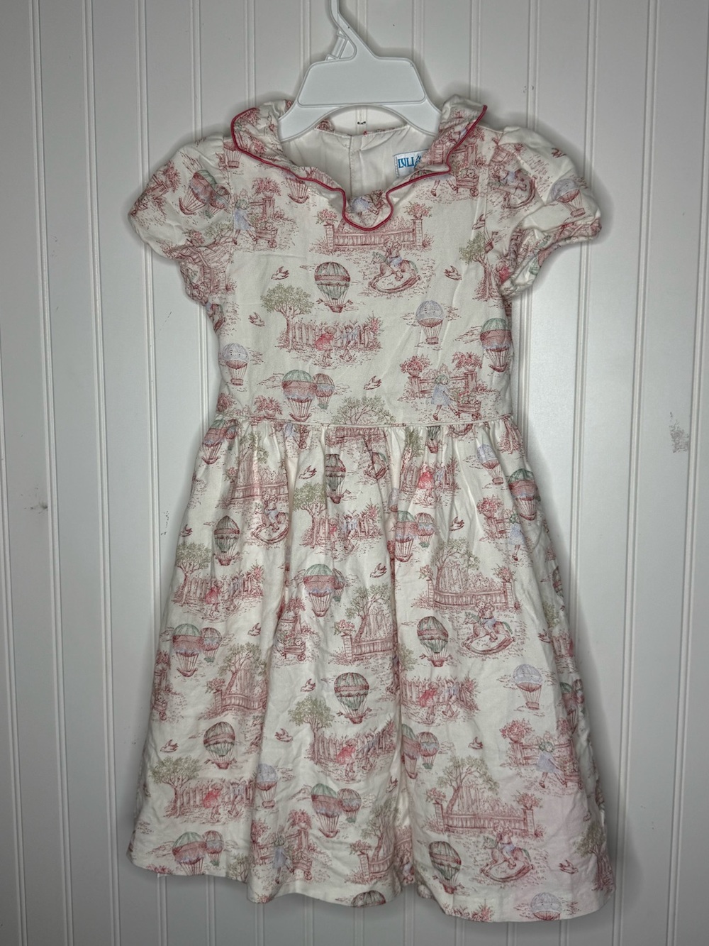 Luli & Me Hot Air Balloon Rocking Horse Playful Children Toile Print Dress 6X